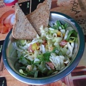 Večeře - zeleninový salát s tousty a sýrem